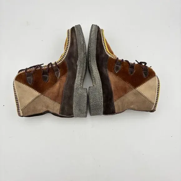 Vintage Fur Suede Quilted Moccasin Boots Moc Toe Women's 6 Made in Italy - Picture 6 of 14